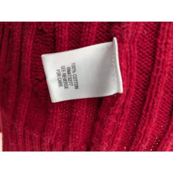Croft Barrow Sweater Womens Solid Red Chunky Knit Round Neck Size Medium - Picture 7 of 8